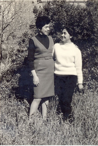 M. Bar-Or, on the left with her sister Nelly, in 1967.